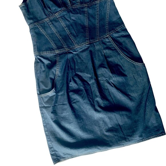 Rare designer Nanette Lepore NWOT Sexy Vintage Denim Dress 90s 00s y2k Bodycon - Picture 6 of 11